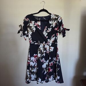 Parisian Works Pink and White Puff Sleeve Mini Sundress